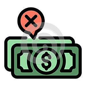 Money cash payment cancellation icon vector flat