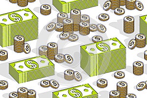 Money cash seamless background, backdrop for financial business website or economical theme ads and information, dollar currency