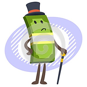 Money Character Capitalist in a top hat with a cane