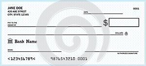 Money check blank template