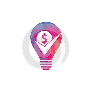 Money check bulb shape concept logo design.