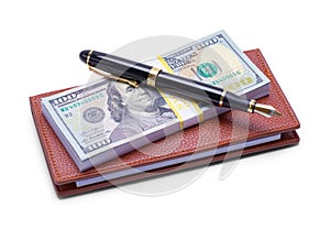 Money Checkbook and Pen