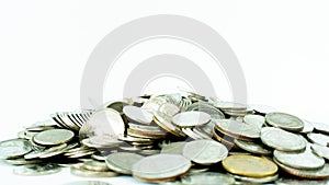 Money coin group on white color background