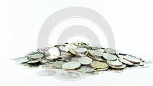 Money coin group on white color background