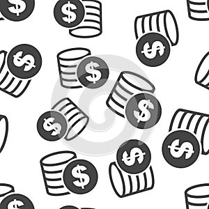 Money coins dollar seamless pattern background icon. Business