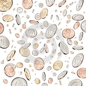 Money Coins Falling Raining Down