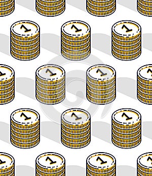 Money coins seamless background, backdrop for financial business website or economical theme ads and information, 3d cash, vector