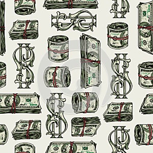 Money colorful vintage seamless pattern