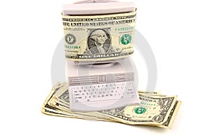 Money on computer screen