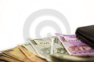 Money Concept- Abundance Money Variety of Indian Rupees Notes and Wallets