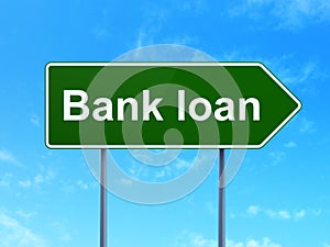 Money concept: Bank Loan on road sign background