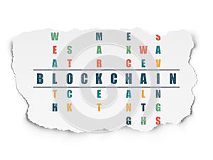 Money concept: Blockchain in Crossword Puzzle