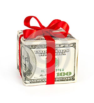 Money concept dollars in the form of a gift box