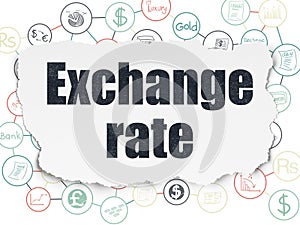 Money concept: Exchange Rate on Torn Paper background