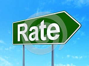 Money concept: Rate on road sign background