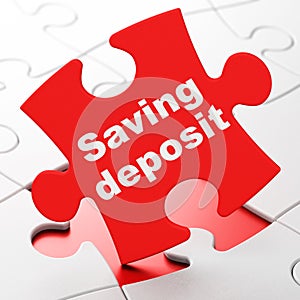 Money concept: Saving Deposit on puzzle background