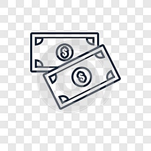 Money concept vector linear icon isolated on transparent background, Money concept transparency logo in outline style