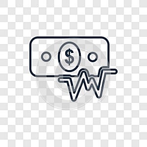 Money concept vector linear icon isolated on transparent background, Money concept transparency logo in outline style