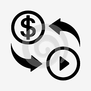 Money convert icon. USD. Flat design style