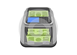 Money counter machine. Simple flat illustration.