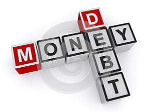 Money debt word block