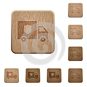 Money deliverer truck wooden buttons photo