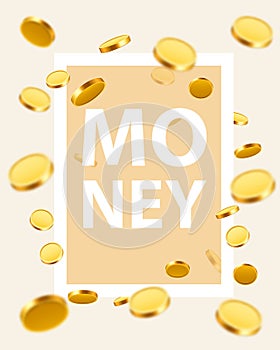 Money design elements. Frame with golden coins. Wealth concept.