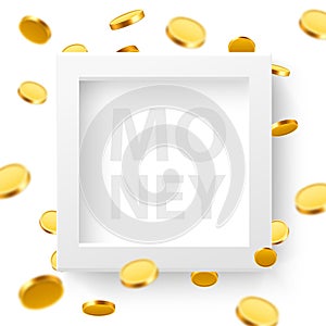 Money design elements. Frame with golden coins. Wealth concept.