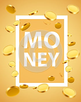 Money design elements. Frame with golden coins. Wealth concept.