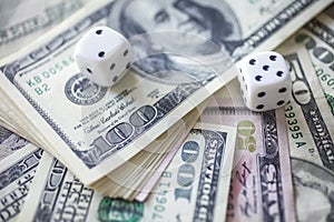 Money, dice for gambling