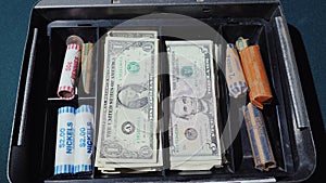 Money disappears from cashbox. Bankruptcy or a quick waste of money concept