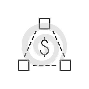 Money diversification line outline icon