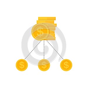 Money diversification revenue, budget split, financial diversification portfolio. Bill money structure increase