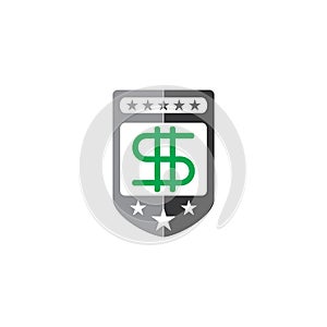 Money dollar star shield emblem symbol vector
