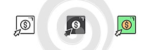 Money donation button different style icon set