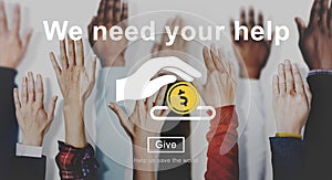 Money Donations Welfare Helping Hands Concept