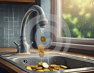 Money down the drain concept illustration