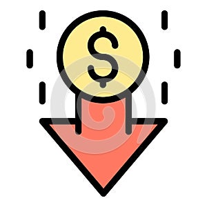 Money down icon color outline vector