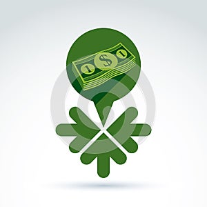 Money earning theme icon with dollar and 3 arrows