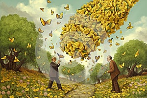 Money and economy. Surreal painting. Conceptual illustration. Generative AI