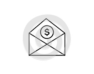 Money in an envelope icon. Element for mobile concept and web apps. Thin line icon for website design and development, app develop