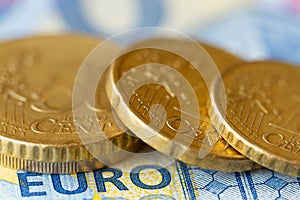 Money of euro coins