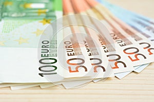 Money, Euro currency (EUR) banknotes photo