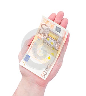 Money (Euro) in a hand