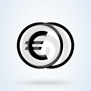 Money or Euro, payment sign icon or logo. Coin with EUR currency concept. Cash and money vector illustration