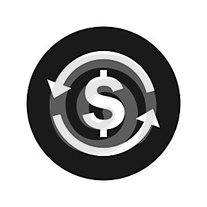 Money exchange dollar sign icon flat black round button vector illustration