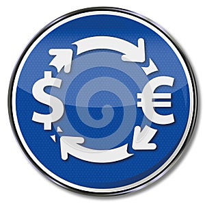 Money exchange in euros and dollars