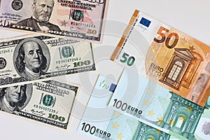 Money. Exchange rate between dollar and euro