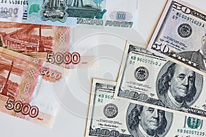 Money. Exchange rate between dollar and rouble