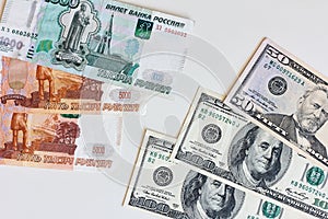 Money. Exchange rate between dollar and rouble